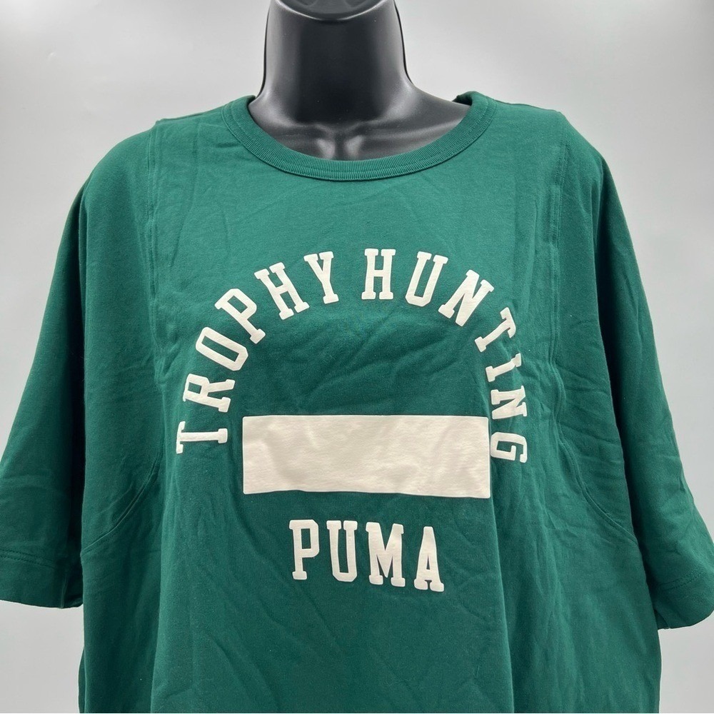 PUMA x Trophy Hunting Reversible Cropped T-Shirt Green cream Womens XL - Picture 10 of 10